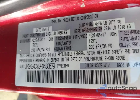 2015 Mazda Cx-5 Touring z USA, uszkodzony, nr VIN JM3KE4CY8F0480579